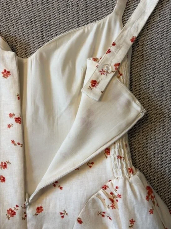 NEW Reformation Birdie Linen Sleeveless Midi Dress Lovie White Floral US 6 UK 10 - Picture 12 of 16